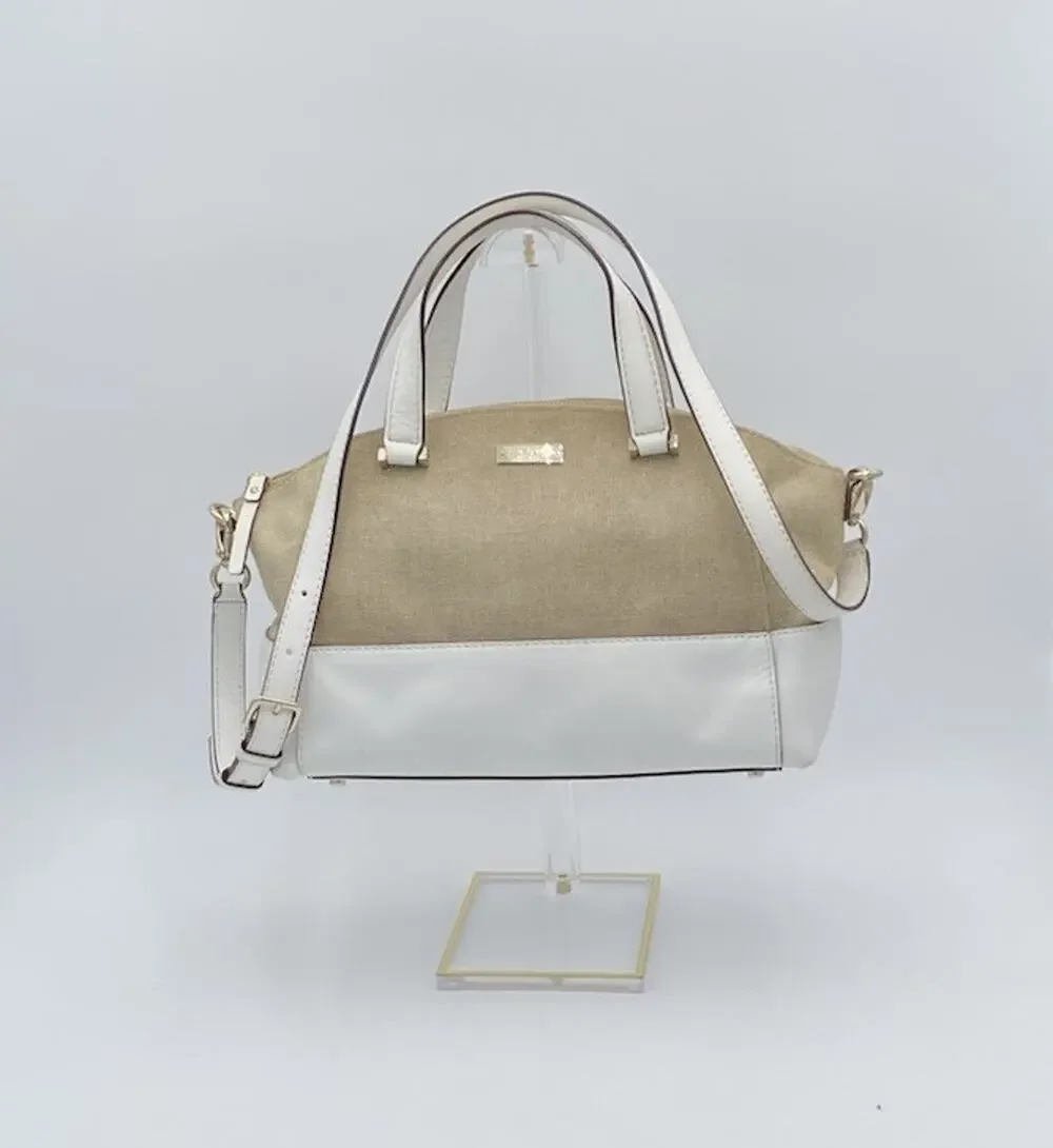 Kate Spade 2-Way Handbag Charlotte Street Crossbody Sloan White Leather Canvas